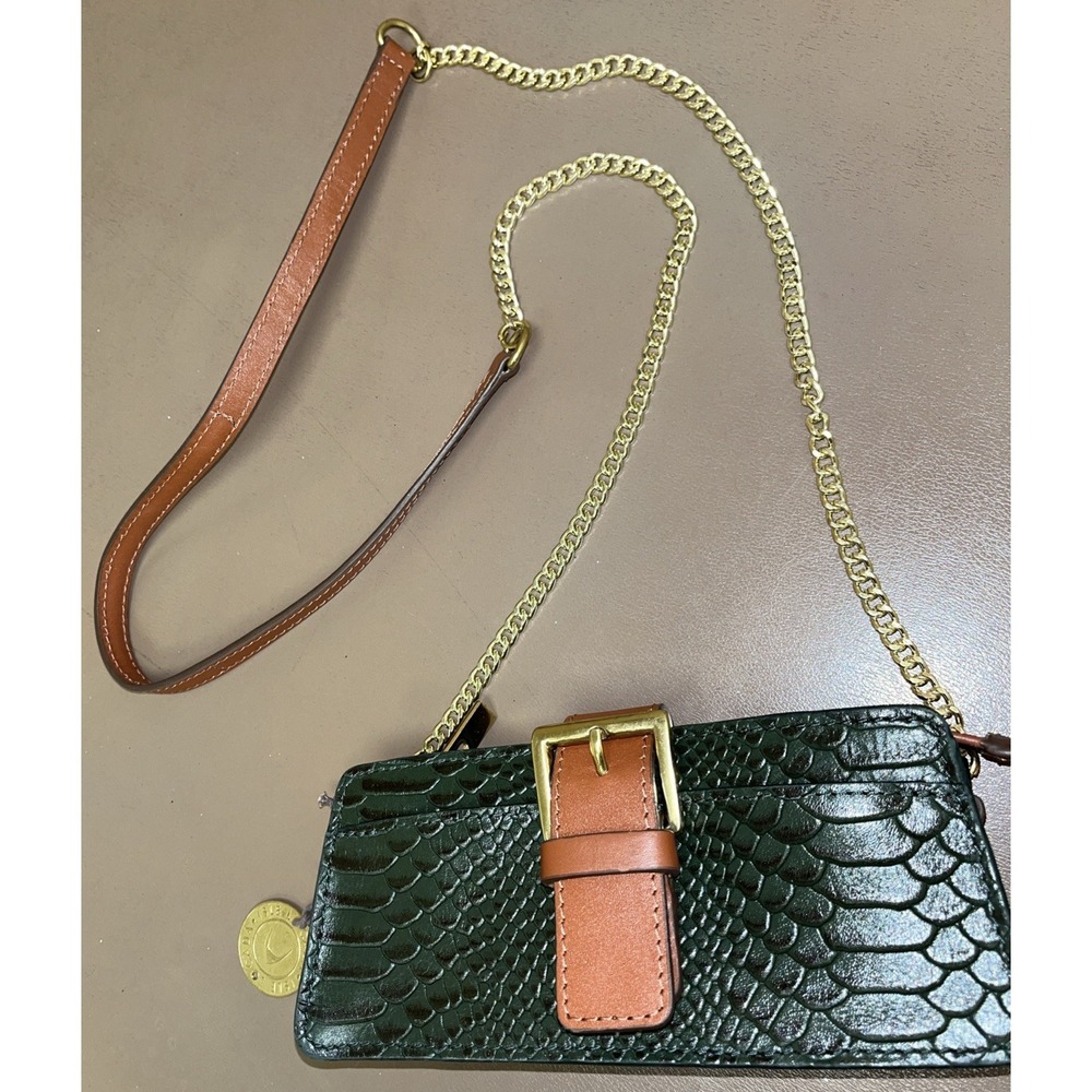 Isle Locada by Hidesign Women's SLING BAG Crossbody Reptile‎ Textured Gold Chain